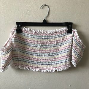 Rainbow strapless crop top